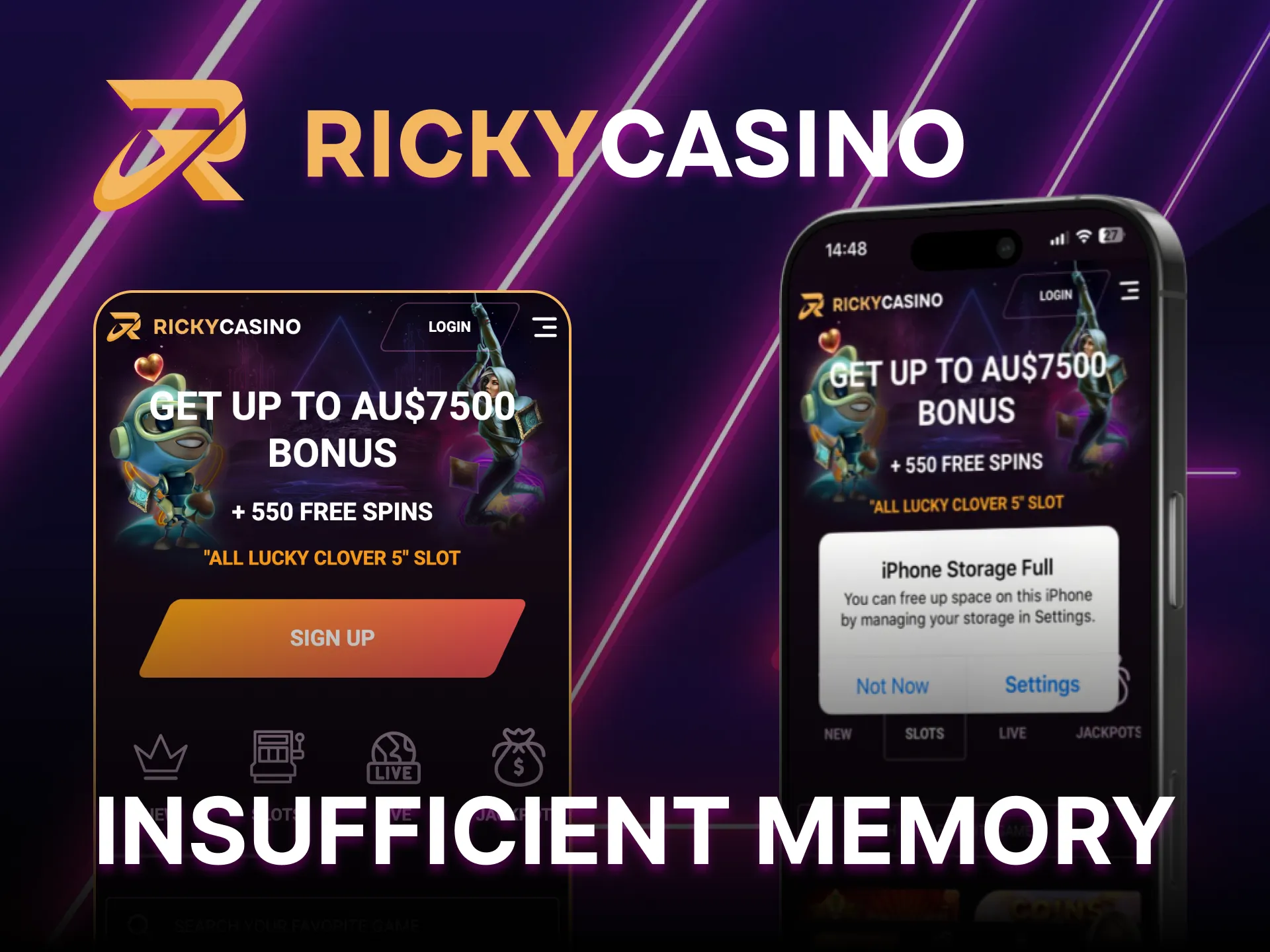 Free up space, install Ricky Casino smoothly, enjoy uninterrupted gaming.