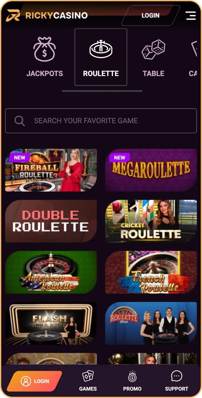 Ricky Casino features immersive live casino games with professional dealers.