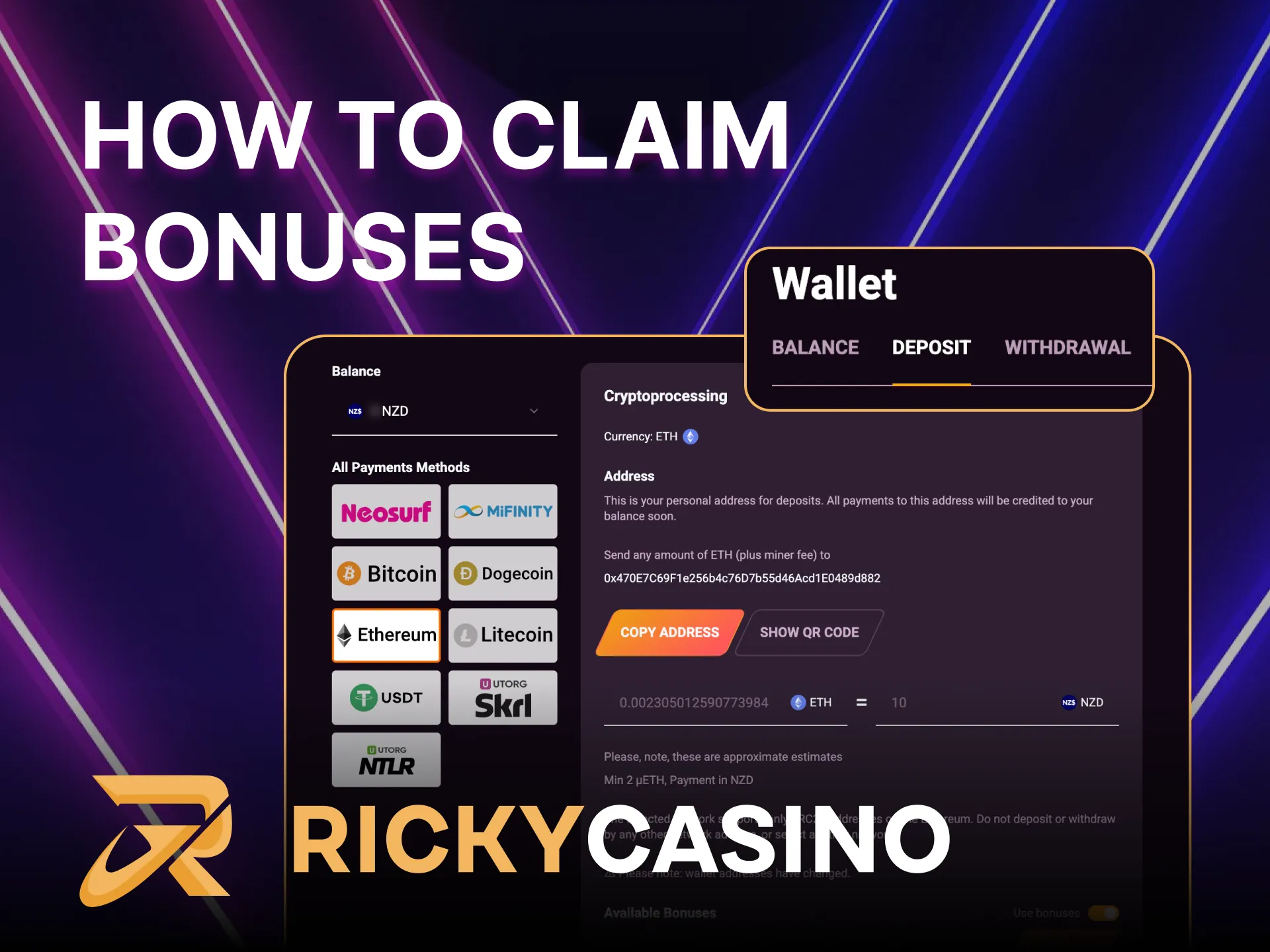 Win more with your bonus at Ricky Casino.
