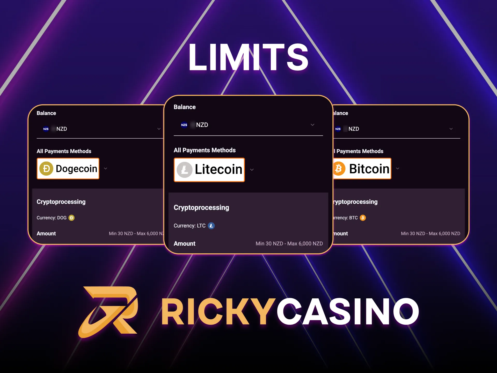 Flexible limits for all types of Ricky Casino players.