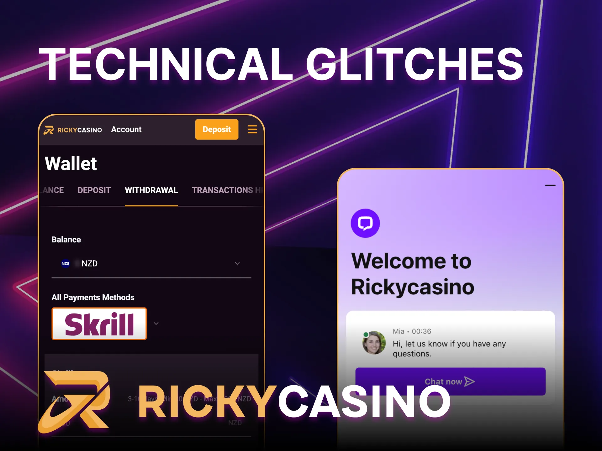 Play smoothly with Ricky Casino support.