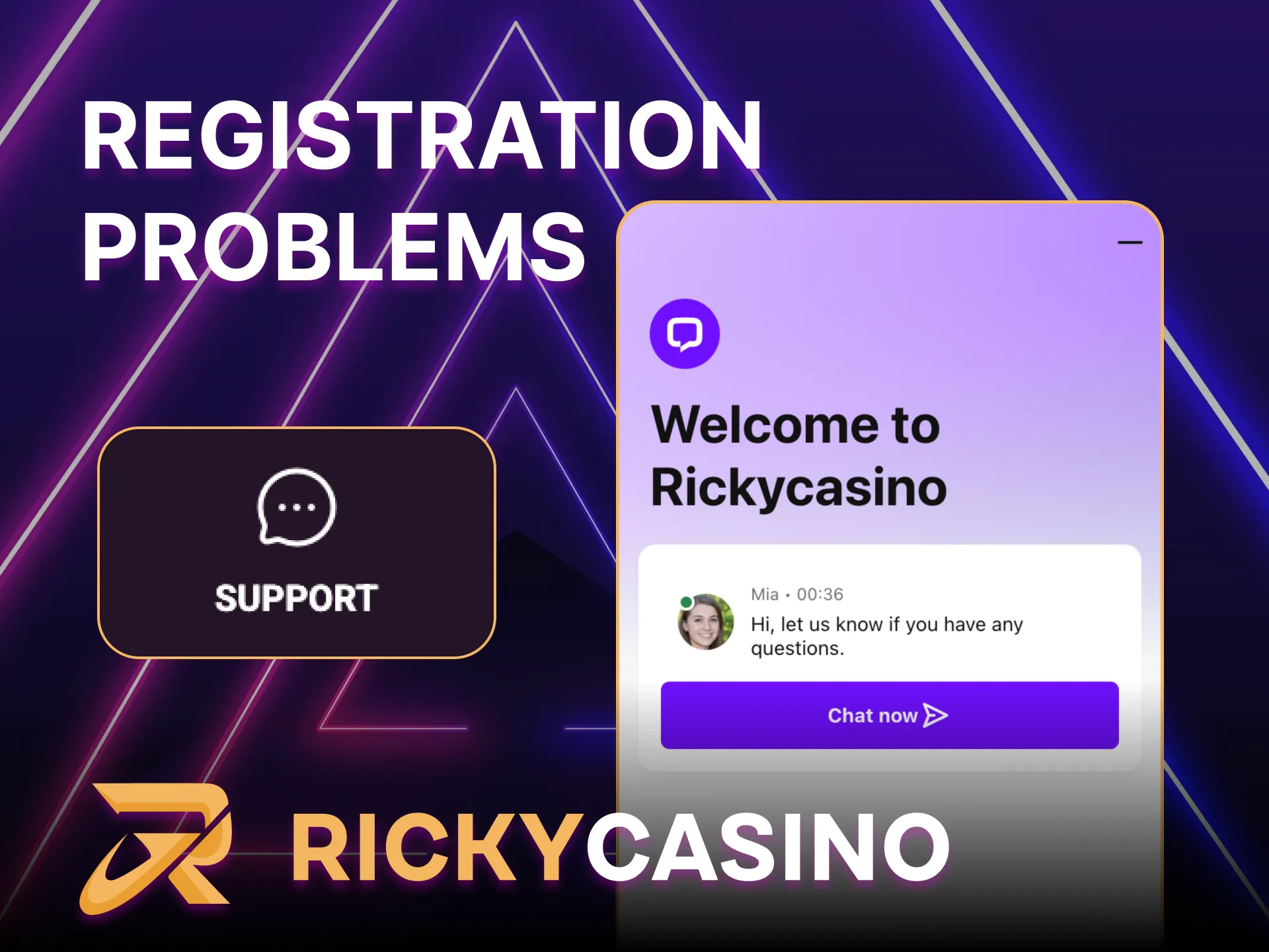 Get help and continue playing Ricky Casino.