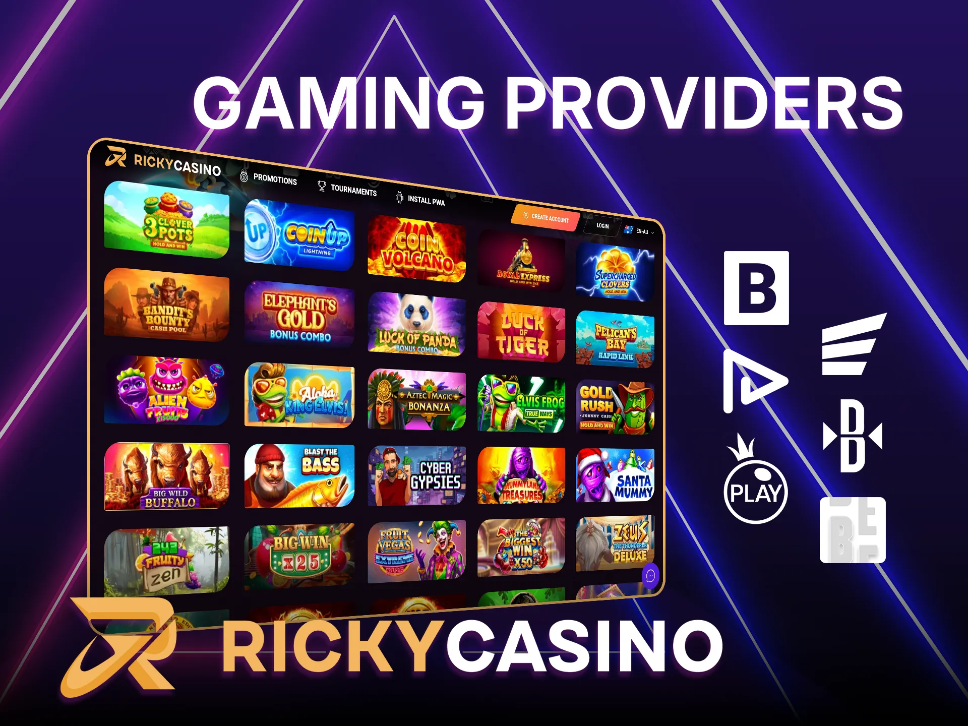 Discover games from the most popular game providers at Ricky Casino.