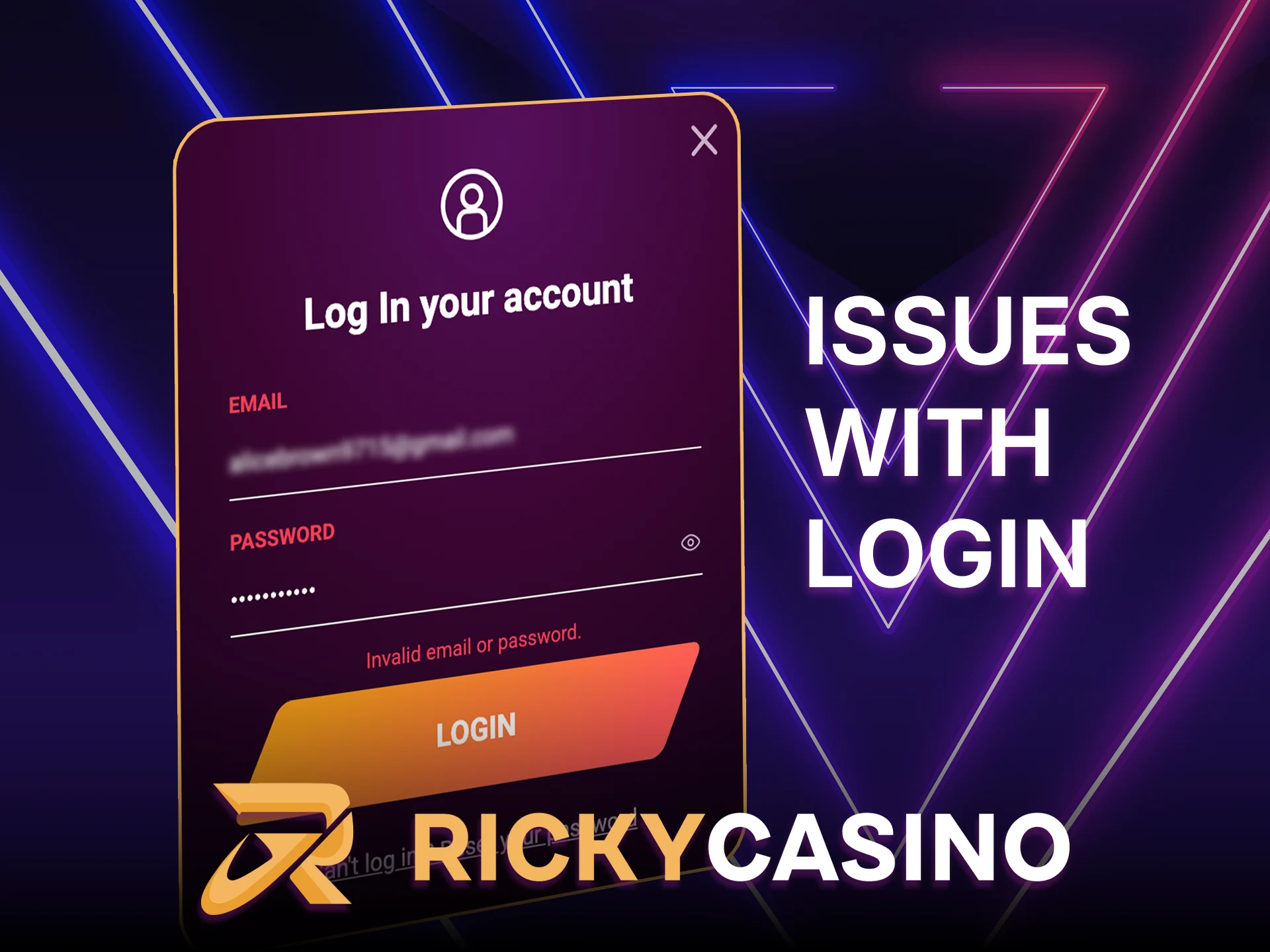 Find out how to solve problems with logging in to Ricky Casino.
